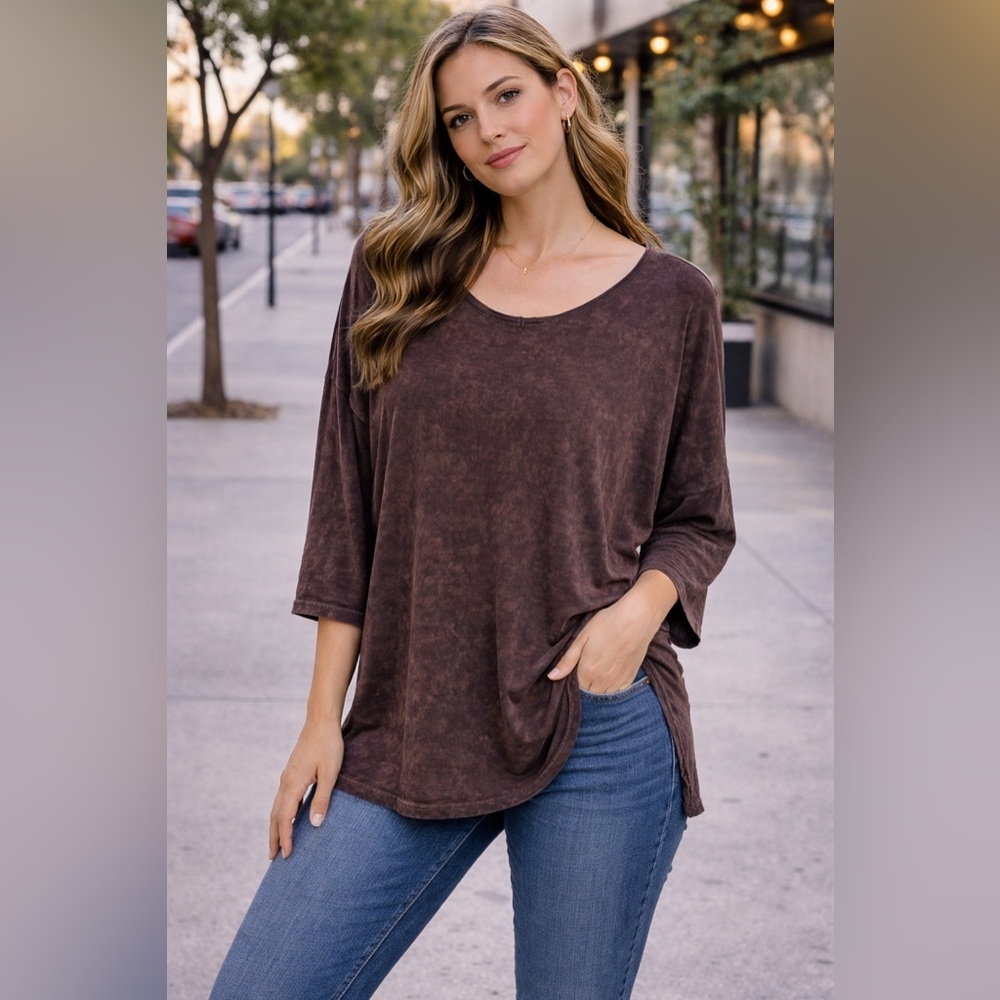 By. Original Women's Casual Chocolate Brown Top Blouse  Size M  Minimalist‎ chic